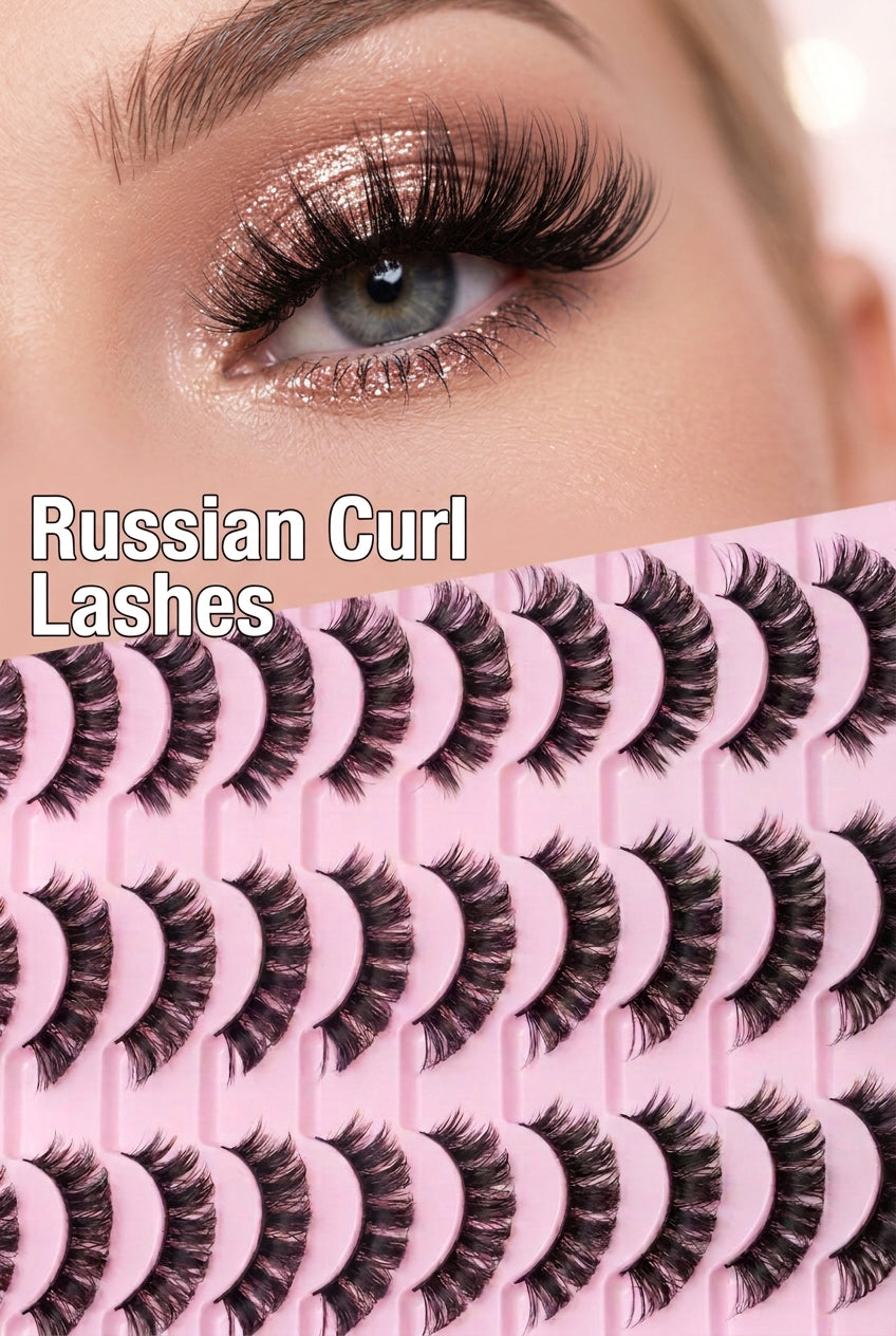 Russian Curl Strip Lashes — 10 Pairs