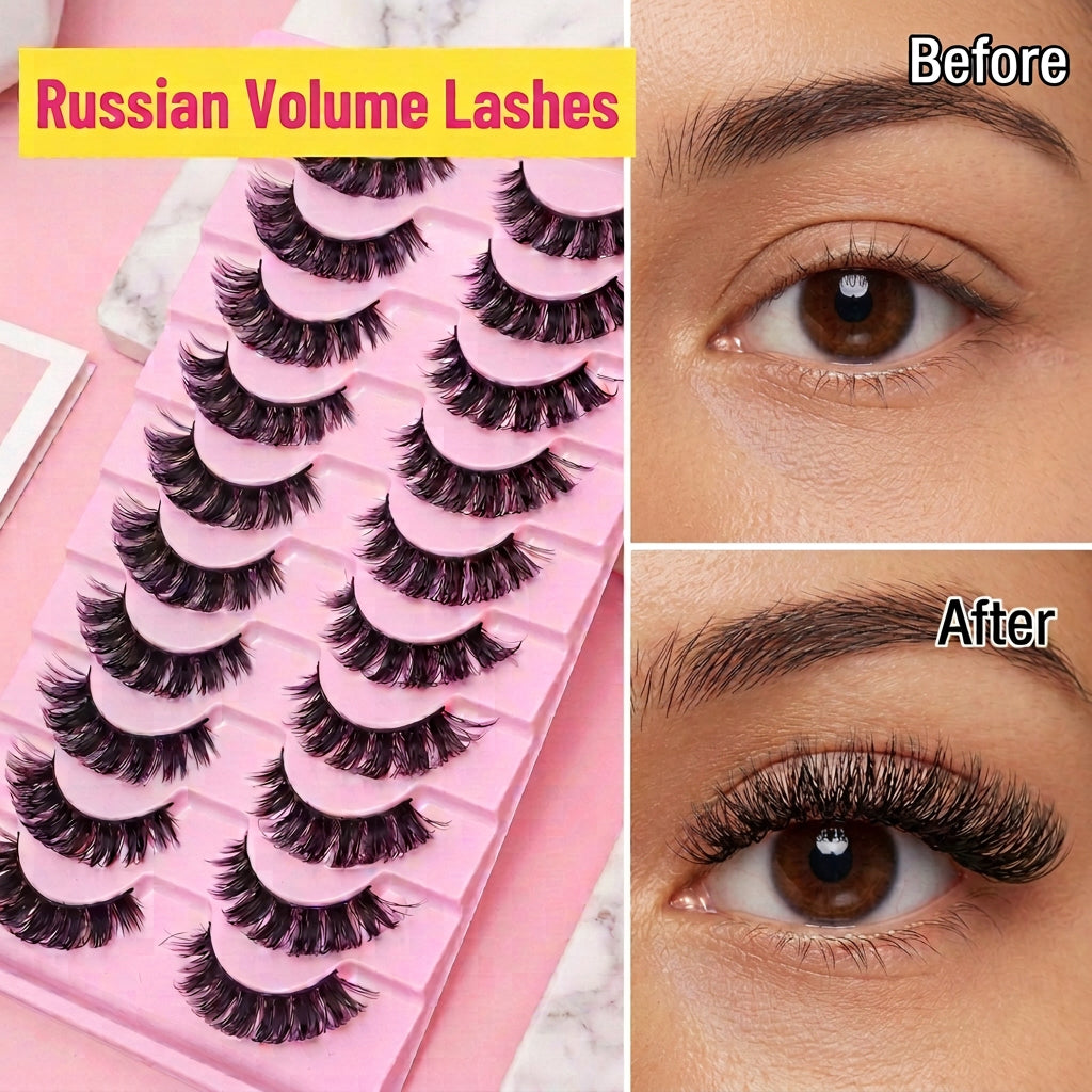 Russian Curl Strip Lashes — 10 Pairs