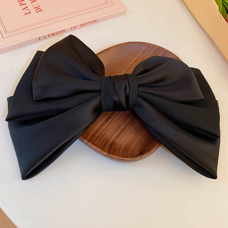 Pink Satin Bow Hair Clips