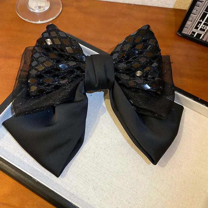 Pink Satin Bow Hair Clips