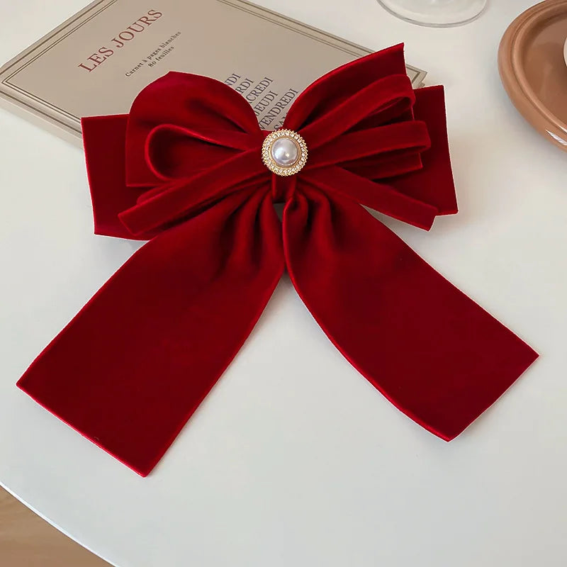 Pink Satin Bow Hair Clips