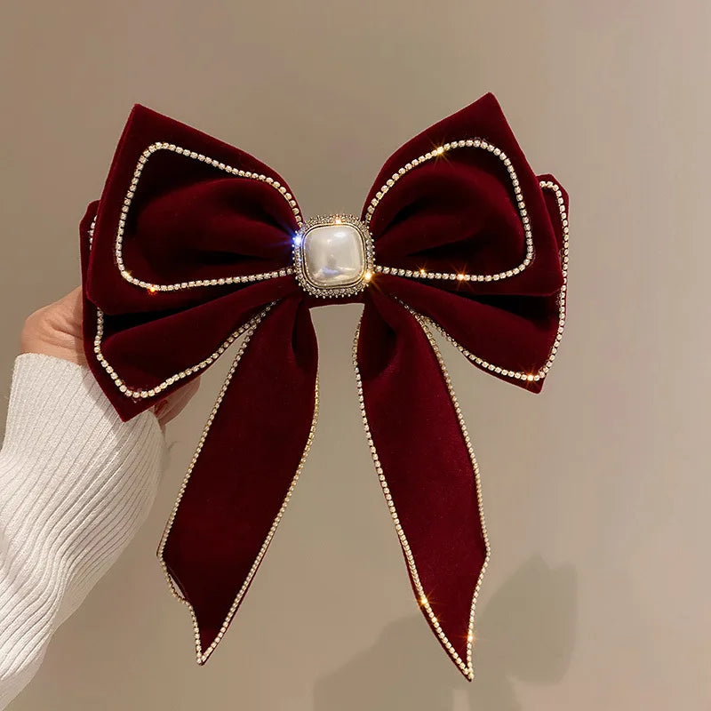 Pink Satin Bow Hair Clips