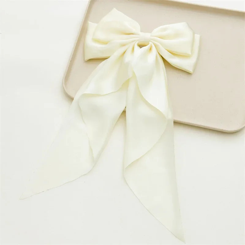 Pink Satin Bow Hair Clips