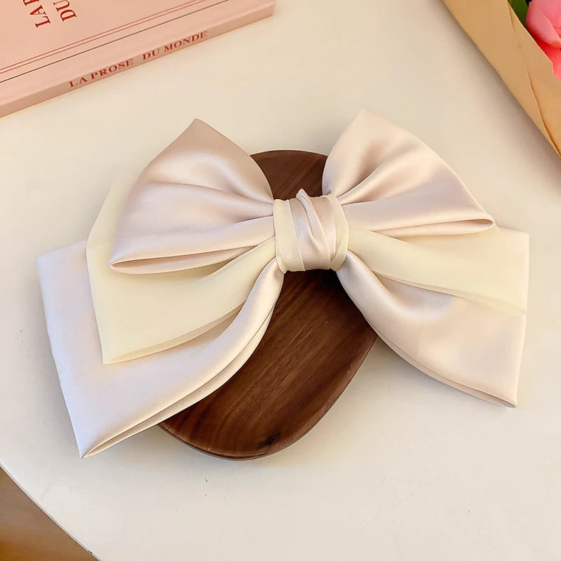 Pink Satin Bow Hair Clips