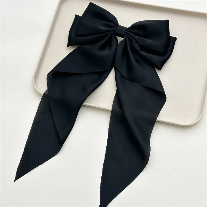 Pink Satin Bow Hair Clips