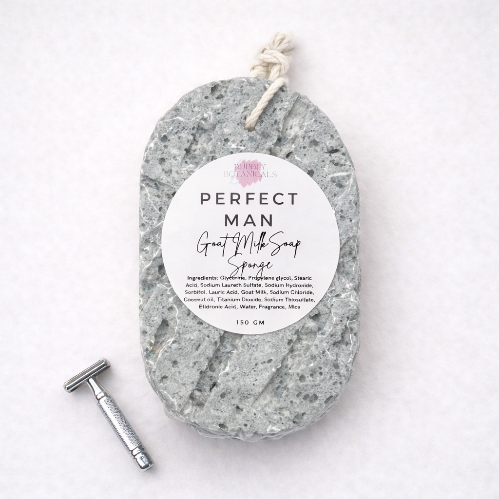 Goat Milk Soap Infused Sponge - The Perfect Man Scented | Lasts up to 6 weeks