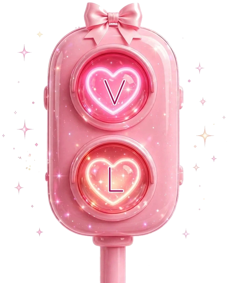 Pink heart traffic light